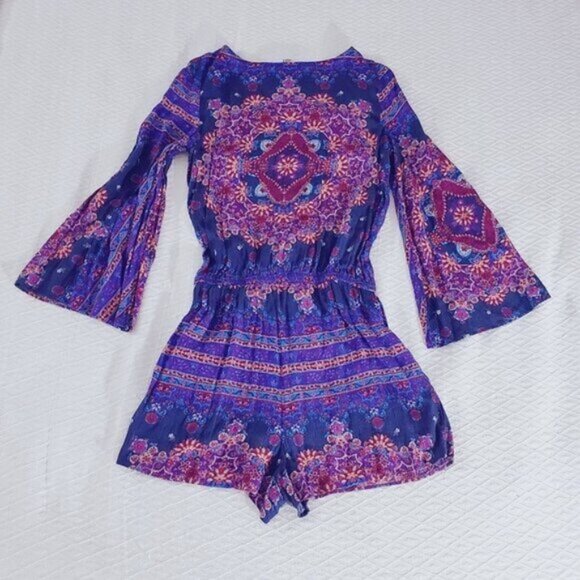 Vintage AEO Boho Bell Sleeved Romper Playsuit Short- XS - Picture 2 of 13